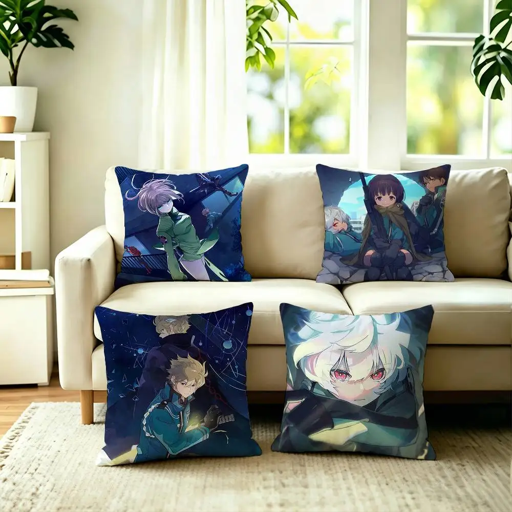 The Pop Anime W-World Trigger Pillow Case Square Double-Sided Sofa Cushion Cover Bedroom Bedside Pillow