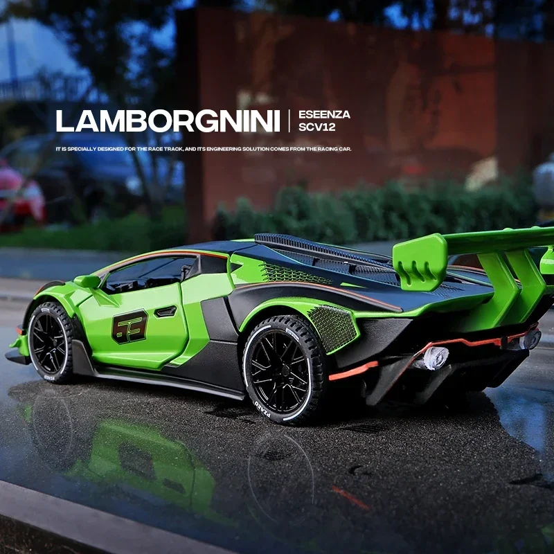 1:32 Lamborghini SCV12 Sports car High Simulation Diecast Metal Alloy Model car Sound Light Pull Back Collection Kids Toy Gifts