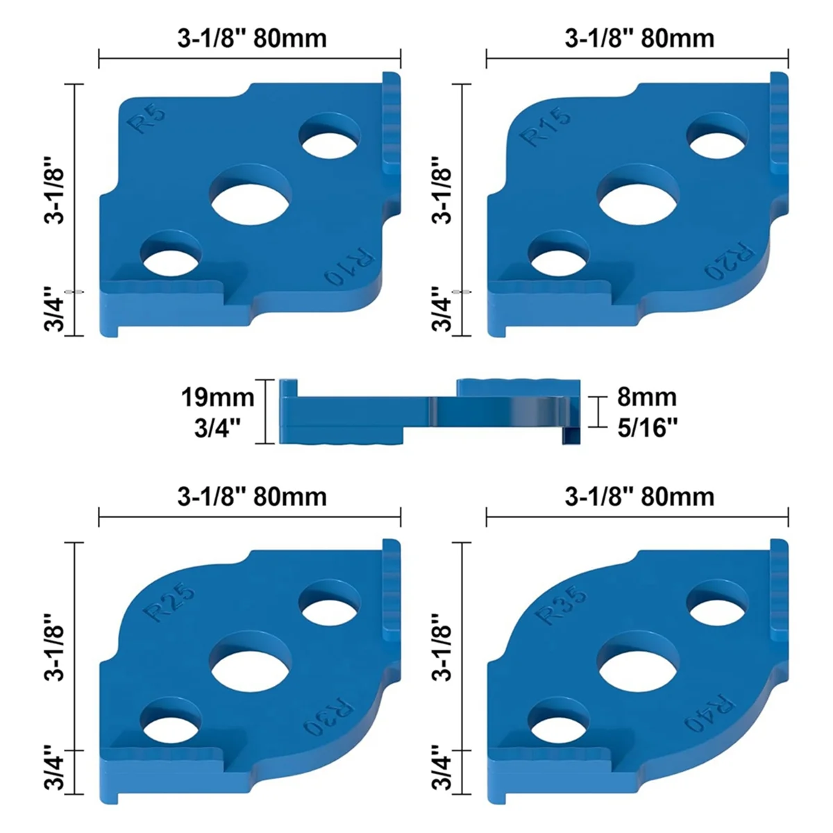 Radius Jig Router Templates 4 Pcs, Corner Radius Routing Templates, High Hardness ABS+CNC Routing Rounded Corners Router