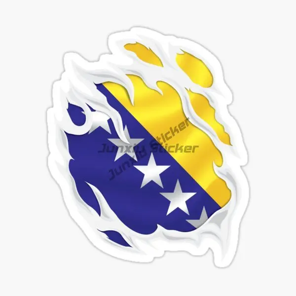 BIH Bosnia and Herzegovina Flag Emblem Creative PVC Accessories Stickers for Decorate Car Wall Bicycle Table Helmet Bumper