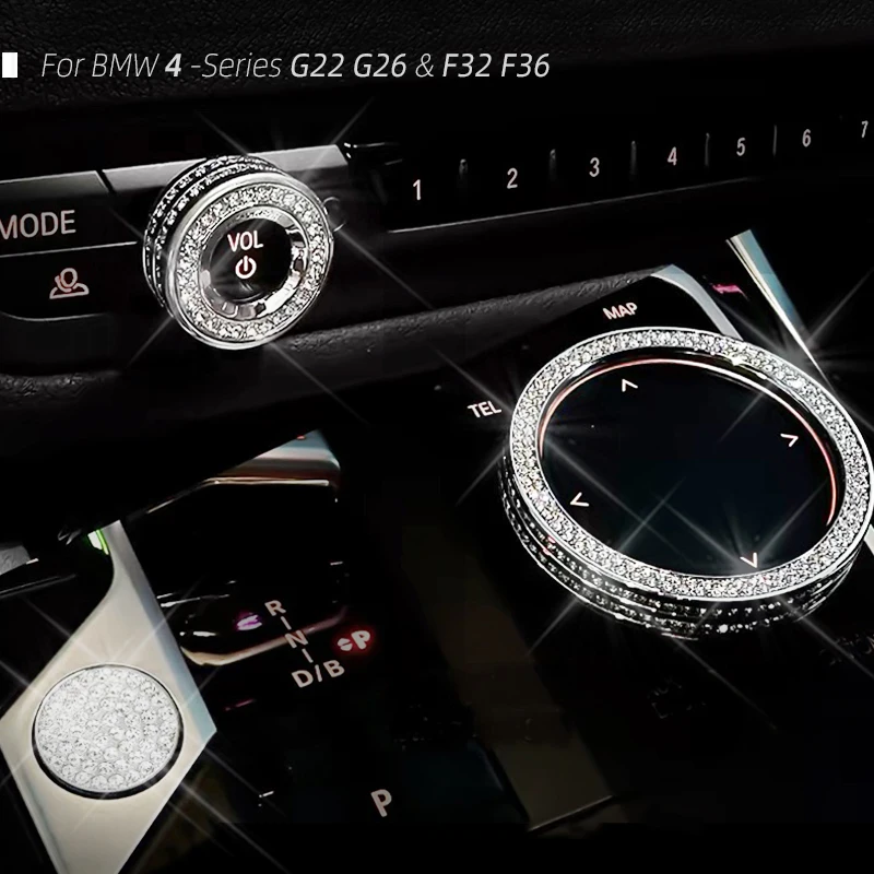 For BMW 4 Series F32 F36 G26 G22 Luxury Crystal Diamond Car Interior Accessories Kit Trim Sticker Car Styling