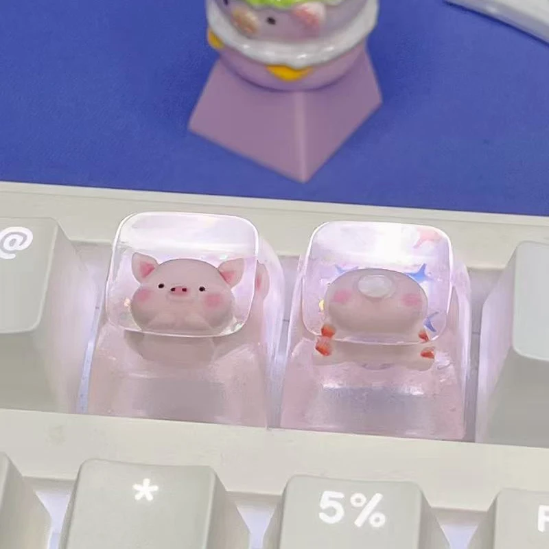 Cute Handmade Personalized Pig Keycaps Customized Translucent Mechanical Keyboard Cartoon Couple Pig Butt Keycaps