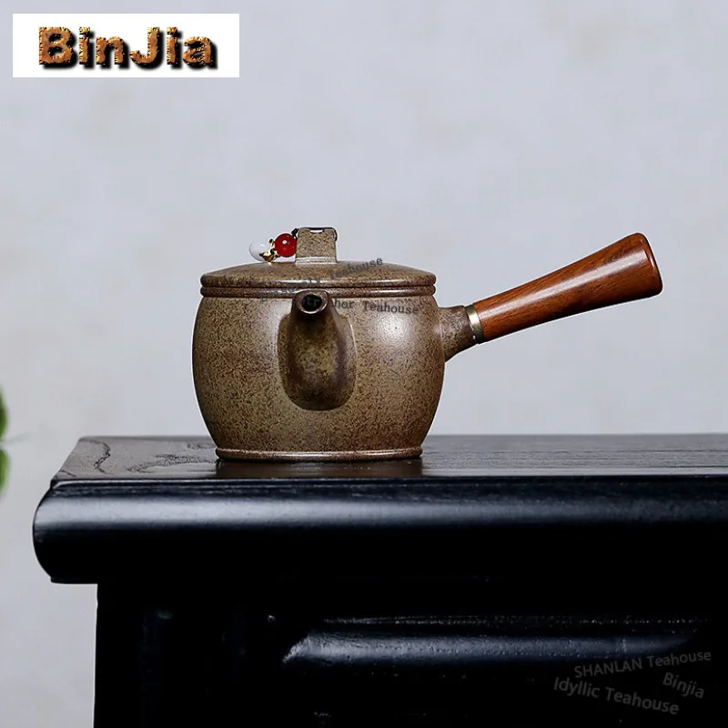 

230 мл Роскошные чайники из фиолетовой глины Исин, горшок ручной работы с перьями Тан, сырая руда, облачный туман, грязевой чайник, чайный сервиз Zisha, подарки