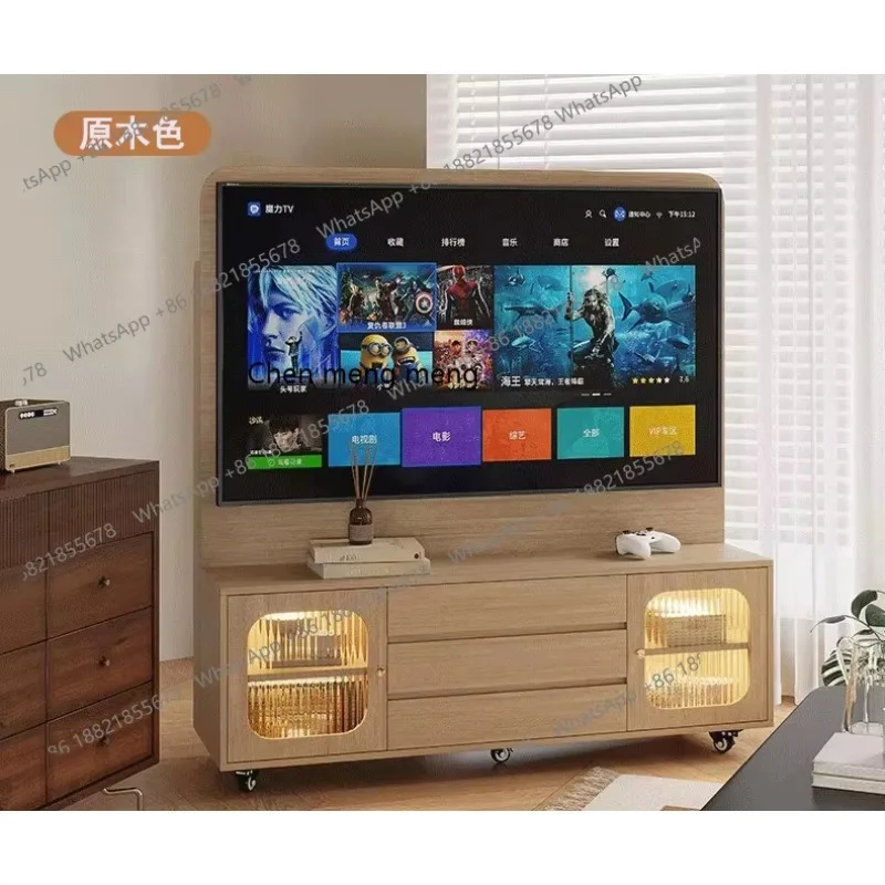 

RR Medieval style movable floor-to-ceiling living room home storage locker integrated TV bracket