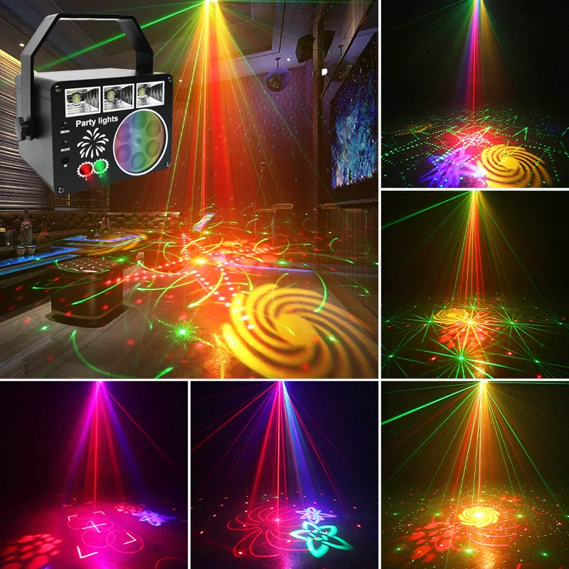 3-in-1 Honeycomb Pattern Spotlight USB Party Light Sound Activated Strobe Light Projection Disco Ballroom Decoration Birthday DJ