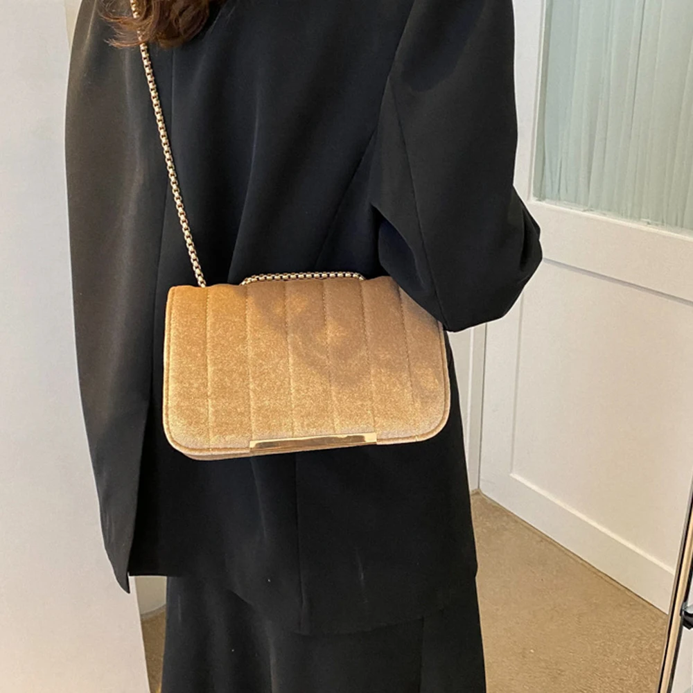 

Fashionable Elegant Crossbody Bag for Woman's, Simple Velvet Thread Chain Handbag, Casual Solid Color Shoulder Bag