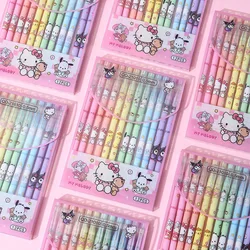 12Pcs/set Erasable Sanrio Gel Ink Pen Kawaii Students Stationery Anime My Meldoy Kuromi Pokemon Pikachu 2Colors Lovely Kids Gift