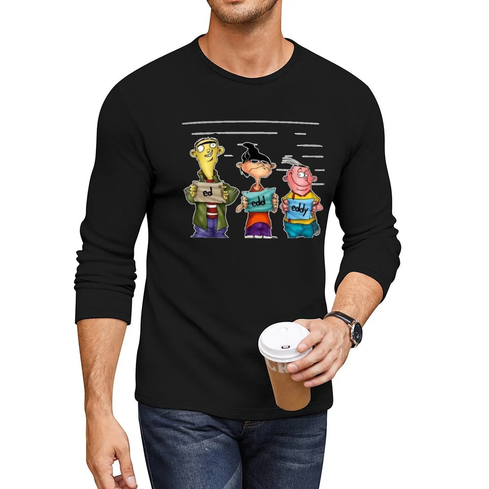 Ed Edd Eddy In Prison Long T-Shirt black t shirts clothes for men