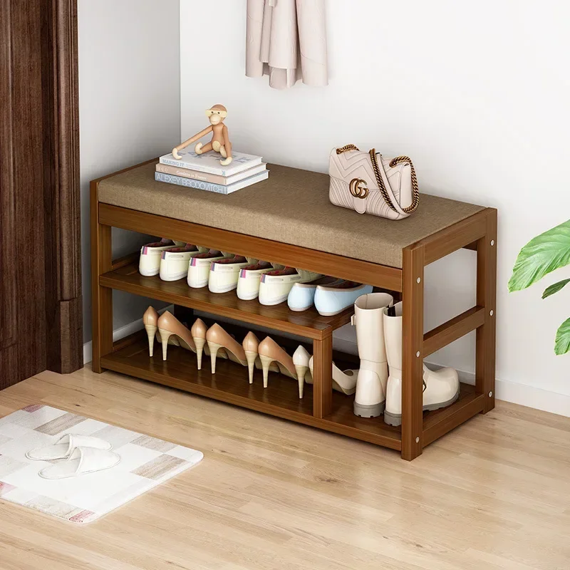 

Solid Wood Living Room Sofa Shoe Changing Stools with Coat Rack Hallway Porch Shoe Racks Apartment Home Furniture Bench Ottomans