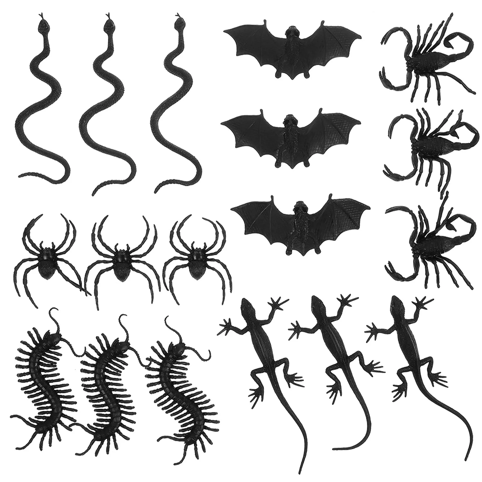 

18Pcs Horror Animal Halloween Pranks Set Snake Bat Scorpion Gecko Centipede Spider Realistic Party Decor Masquerade Props