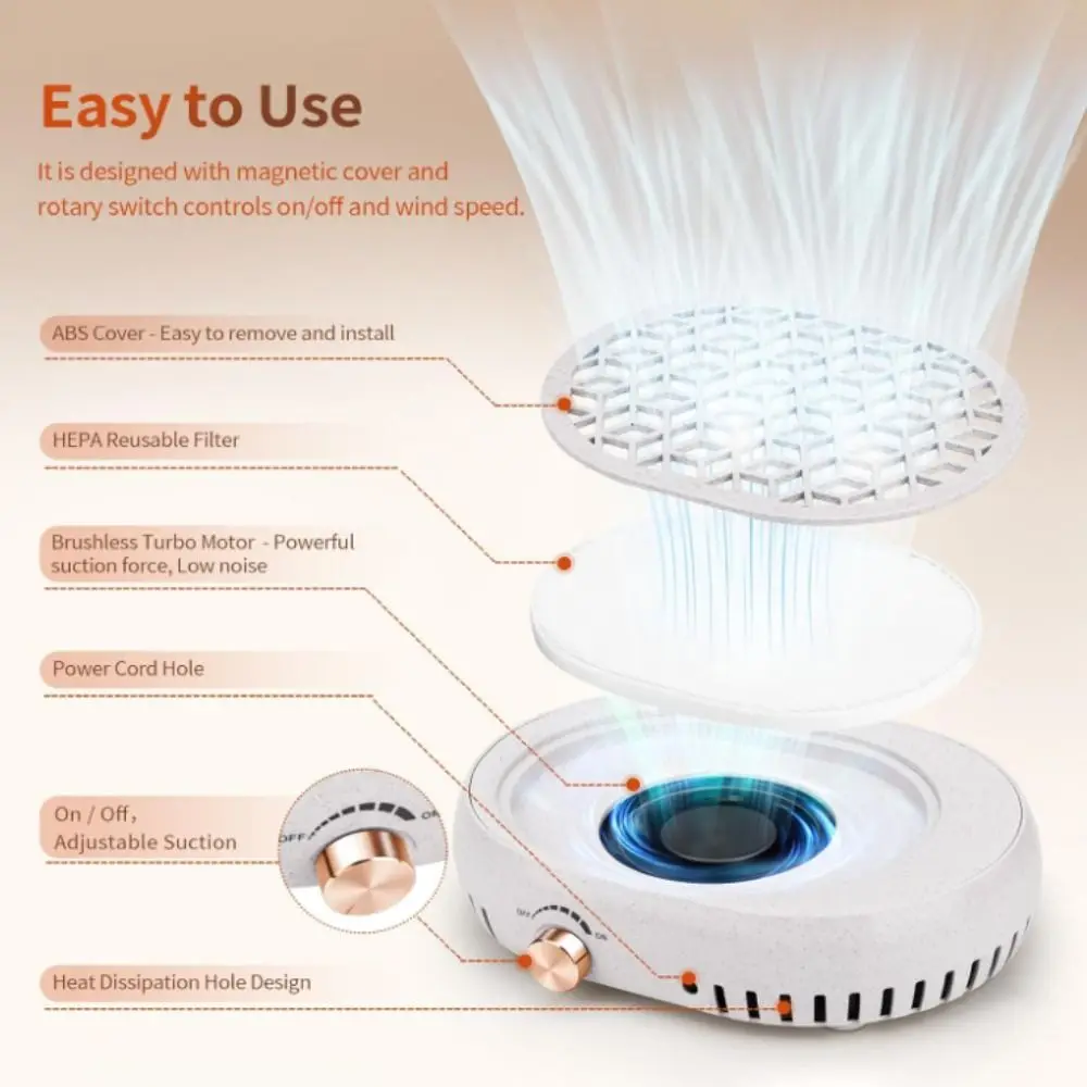 

4500 об/мин пылесборник для ногтей с регулируемой скоростью, сильный всасывающий пылесос, съемный малошумный пылесос для ногтей