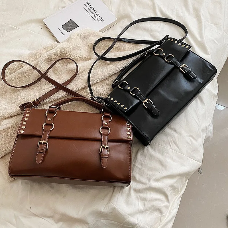 

Women Vintage Messenger Bag Retro Gothic Briefcase Daily Use All-match Students Taking Classes Crossbody Bags 32x21x13cm