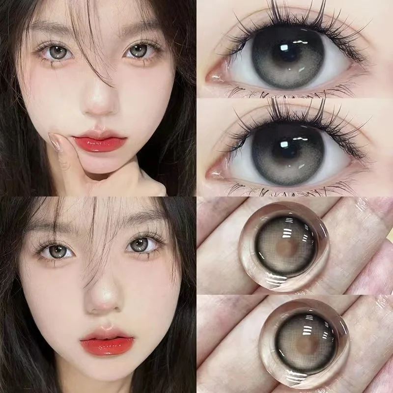 YIMEIXI 2pcs Hot Selling Myopia Colored Contact Lenses for Eyes With Diopters High Quality Pink Lenses Soft Nature Pupils Beauty