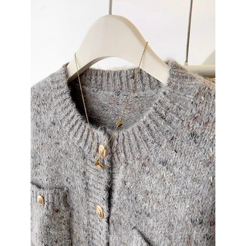 Autumn Women Sweet Sweaters Cardigan Casual Vintage Long Sleeve Elegant Knitted Tops Coat Korean Style O-Neck Lady Cardigane