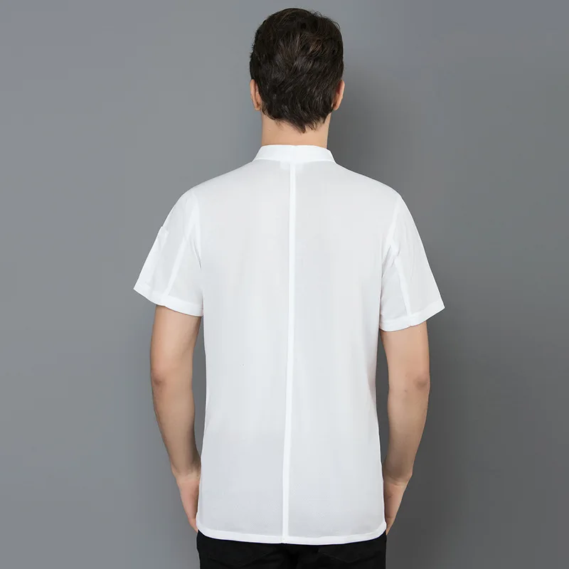 

Летняя рабочая одежда для поваров: куртка повара с коротким рукавом, тонкая хлопковая униформа для мужчин, для отелей и ресторанов, дышащая, модель A01.