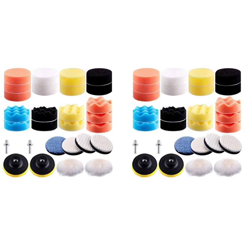 56 Pcs 3 Inch Polishing Pad Kit Foam Polishing Pad Car Bumper Polishing Machine Accessory Suitable For Drilling