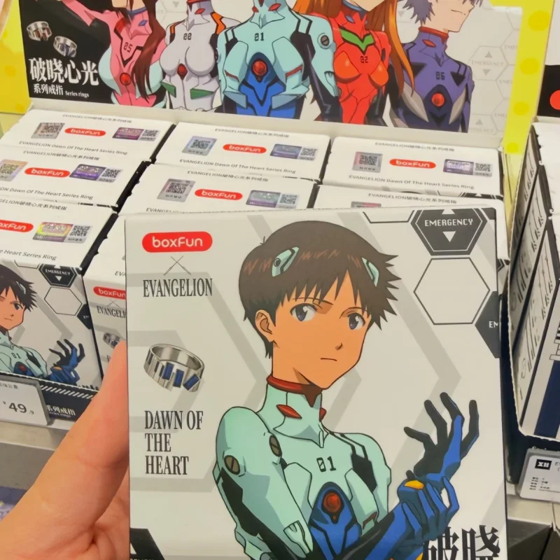 Original Boxfun Eva Dawn Of The Heart Series Rings Blind Box Ayanami Rei Anime Peripheral Ornaments Collect Toy Gifts