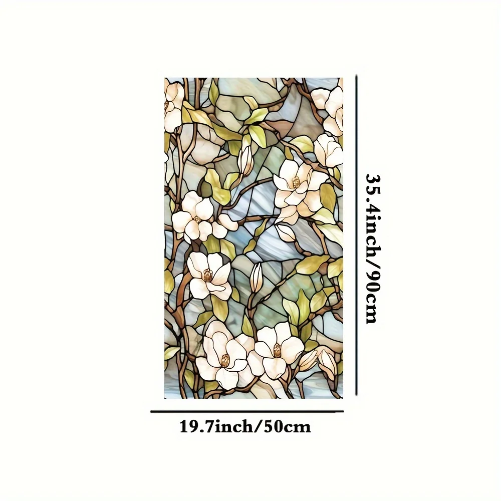 Flower Window Sticker Window Privacy Film Stained Glass Film No Adhesive Electrostatic Sticker Waterproof Home Decoration