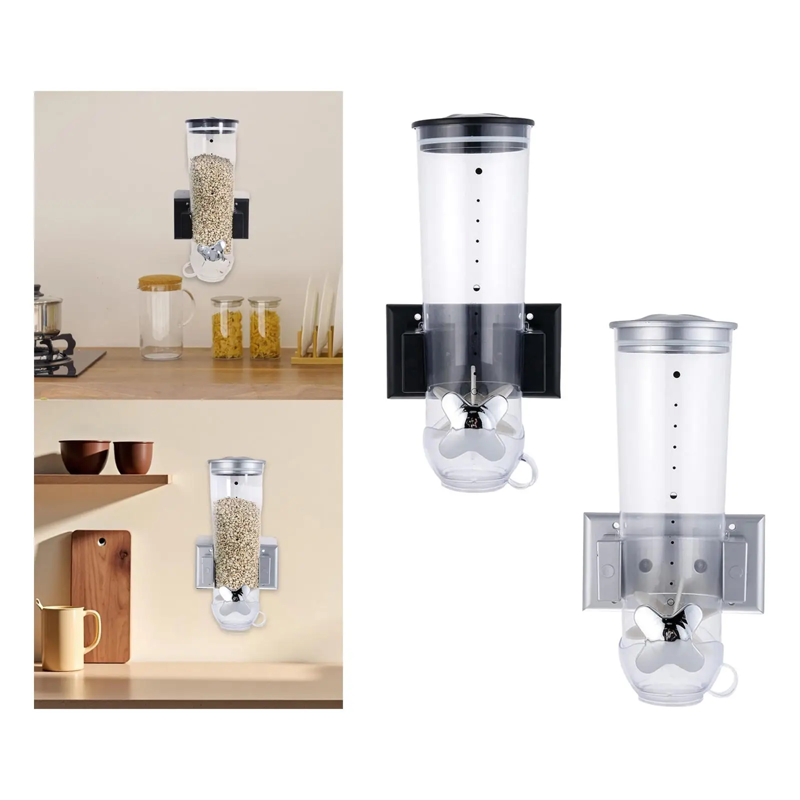 Müslispender, 1,5 l, Trockenfutterspender, Wandmontage für Snacks, Reismehl