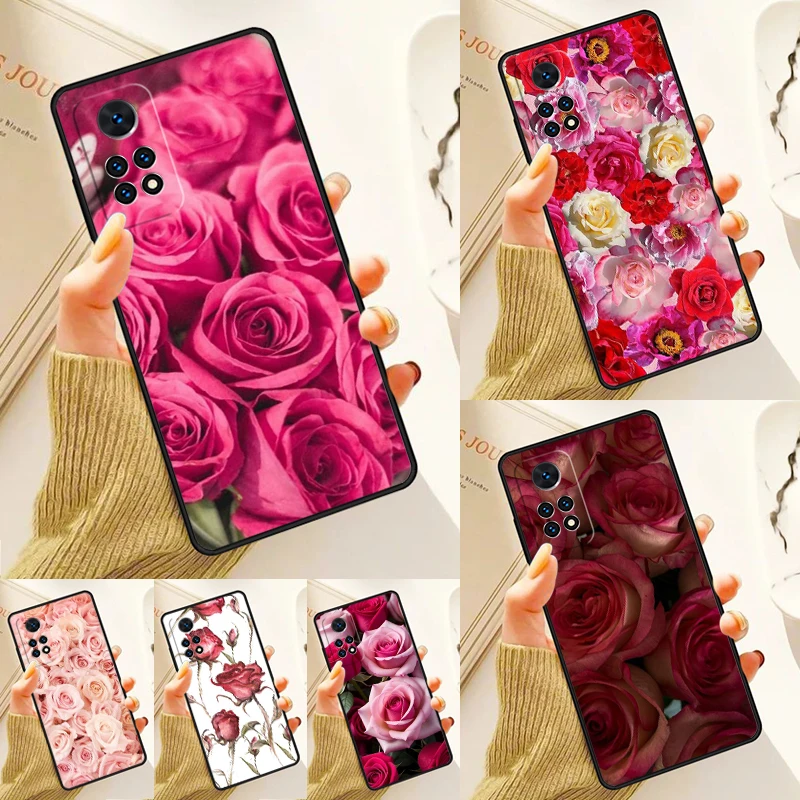 Funda de amor rojo con flores y plantas rosas para Samsung Galaxy S24 Plus S23 S20 S21FE Lite S22 Ultra Note 20 S8 S9 S10