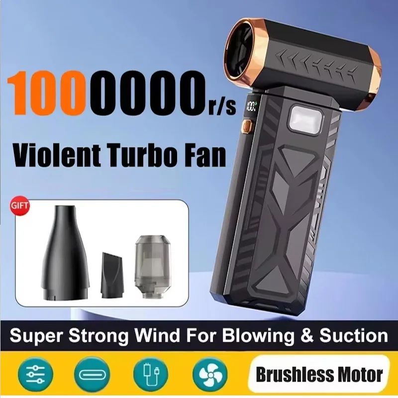 1000000RPM Violent Fan Super Powerful Air Blower Vacuum Blowing Suction 2In1 For Dust Cleaner Brushless Turbo Strong Wind