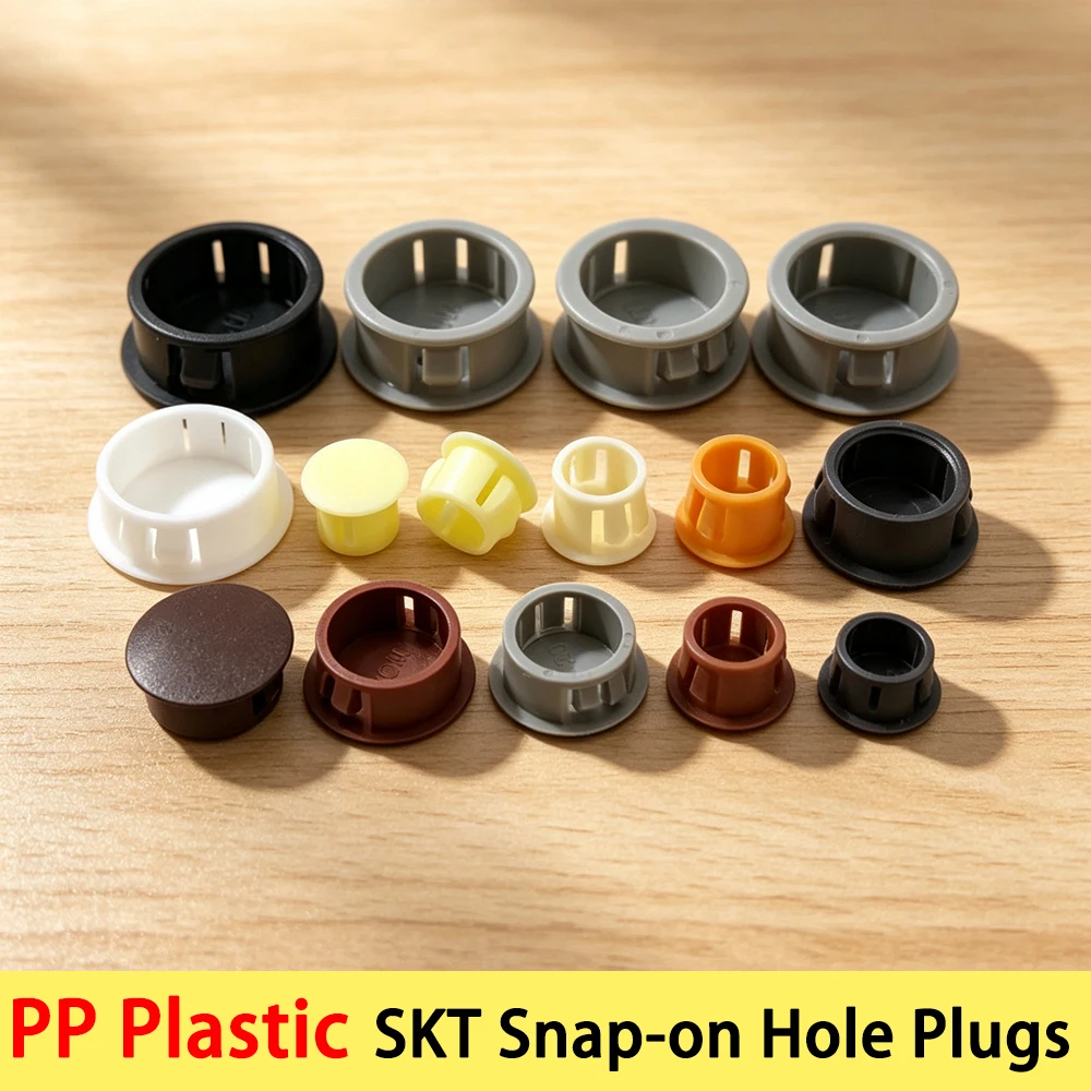 1-100Pcs PP Plastic Round Snap-on Cable Hole Protector End Cap Tube Pipe Plug Black Dia 5/6/7/8/10/11/12/13/14/15/16/17/18/19mm