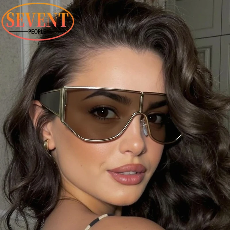 

Fashion Y2K Punk Shield Sunglasses Women 2025 Luxury Brand Vintage Steampunk Vision Sun Glasses For Lady Trendy Polygon Shades