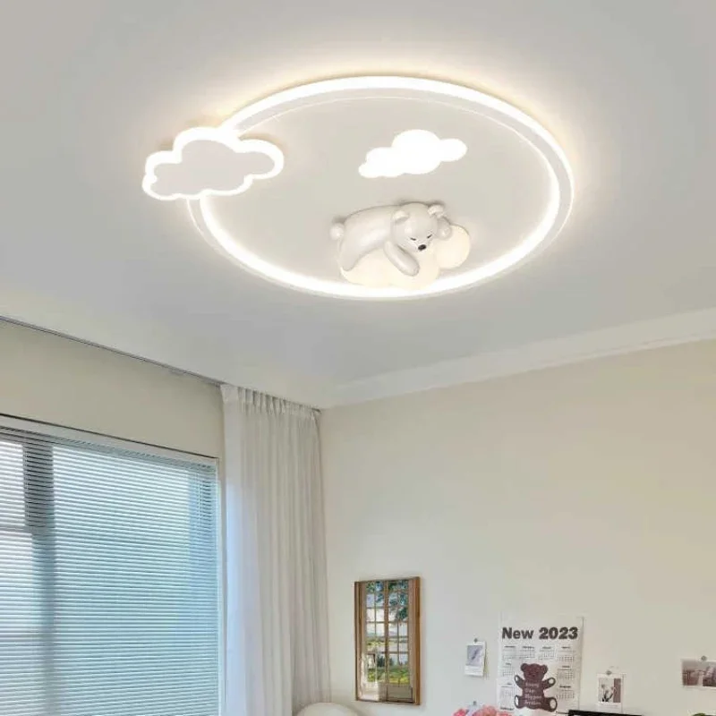 

Children's Room White Bear Cloud Ceiling Lights LED Boy Girl Bedroom Light Warm Romantic Baby Room Nursery Decor Ceiling Lamps
