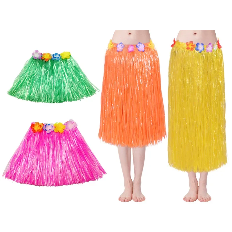 Neues hawaiianisches Gras-Hula-Rock-Kostüm-Set für Mädchen, Performance-Kostüm für Kleid, Performance, Geburtstag, Party-Dekoration