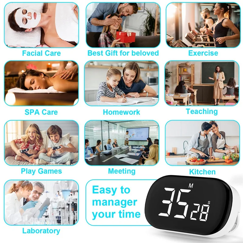 B69C Digital Kitchen Timer Digital Timer Egg Timer Stopwatch, Alarm Clock,For Learning, Cooking, Sports