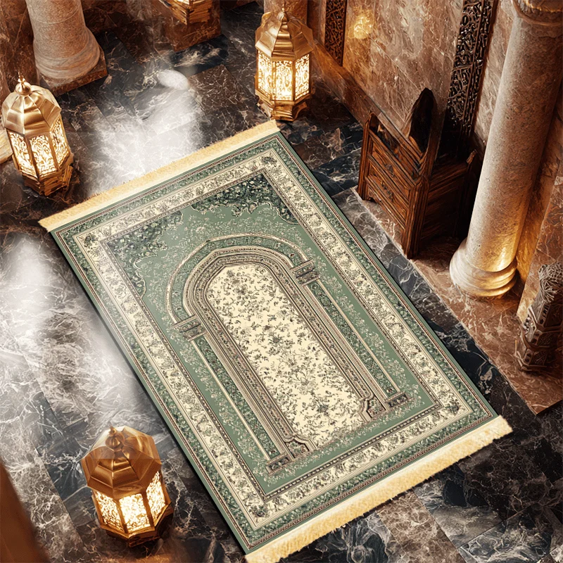 VIKAMALuxury Tassel Prayer Mat Muslim Prayer Mat Home Prayer Living Room Islamic Home Prayer Worship Mat