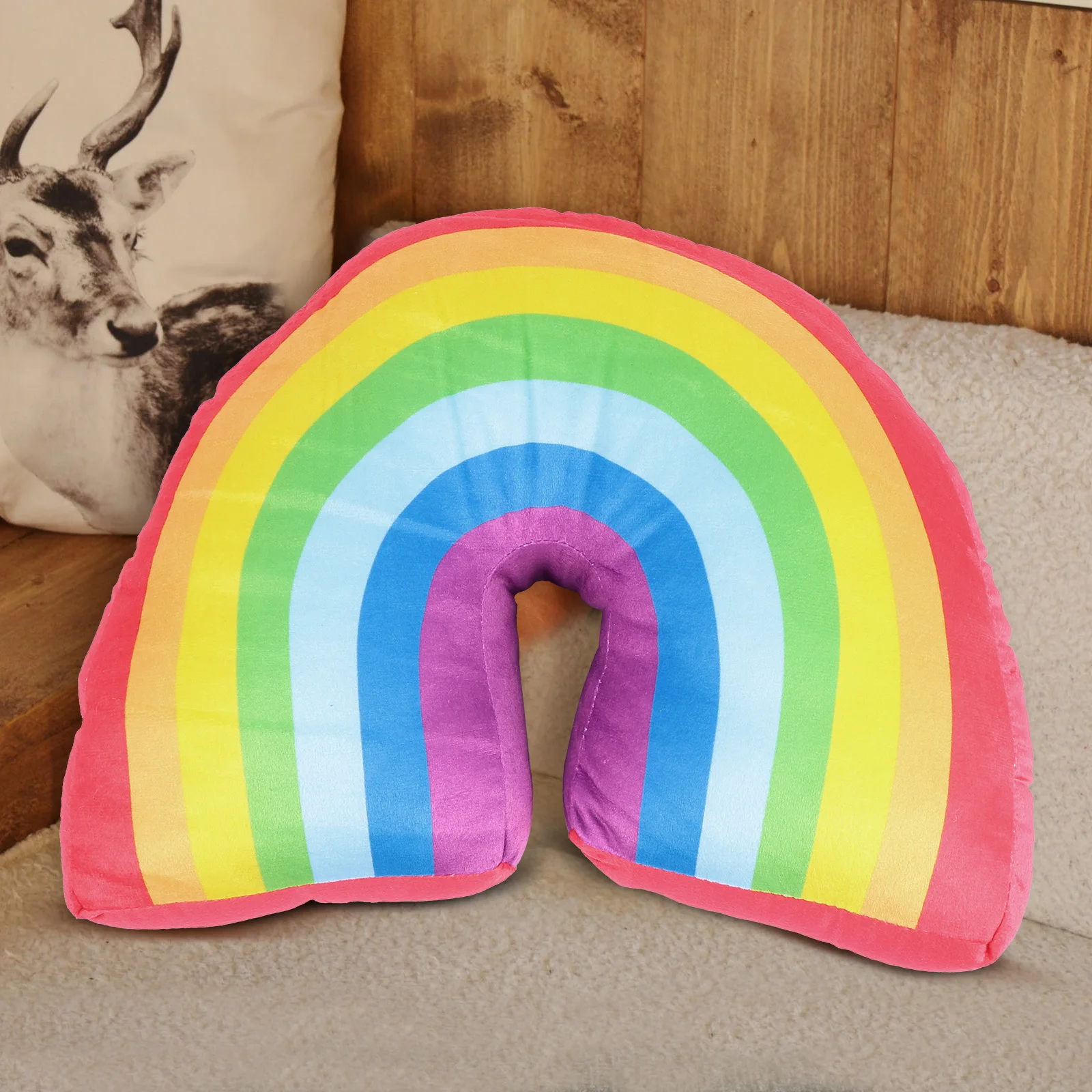 

1Pcs Rainbow Cushion Decor Stylish Shape High Quality Short Pile Fabric Full PP Cotton Fill for Sofa Chair Bed Use