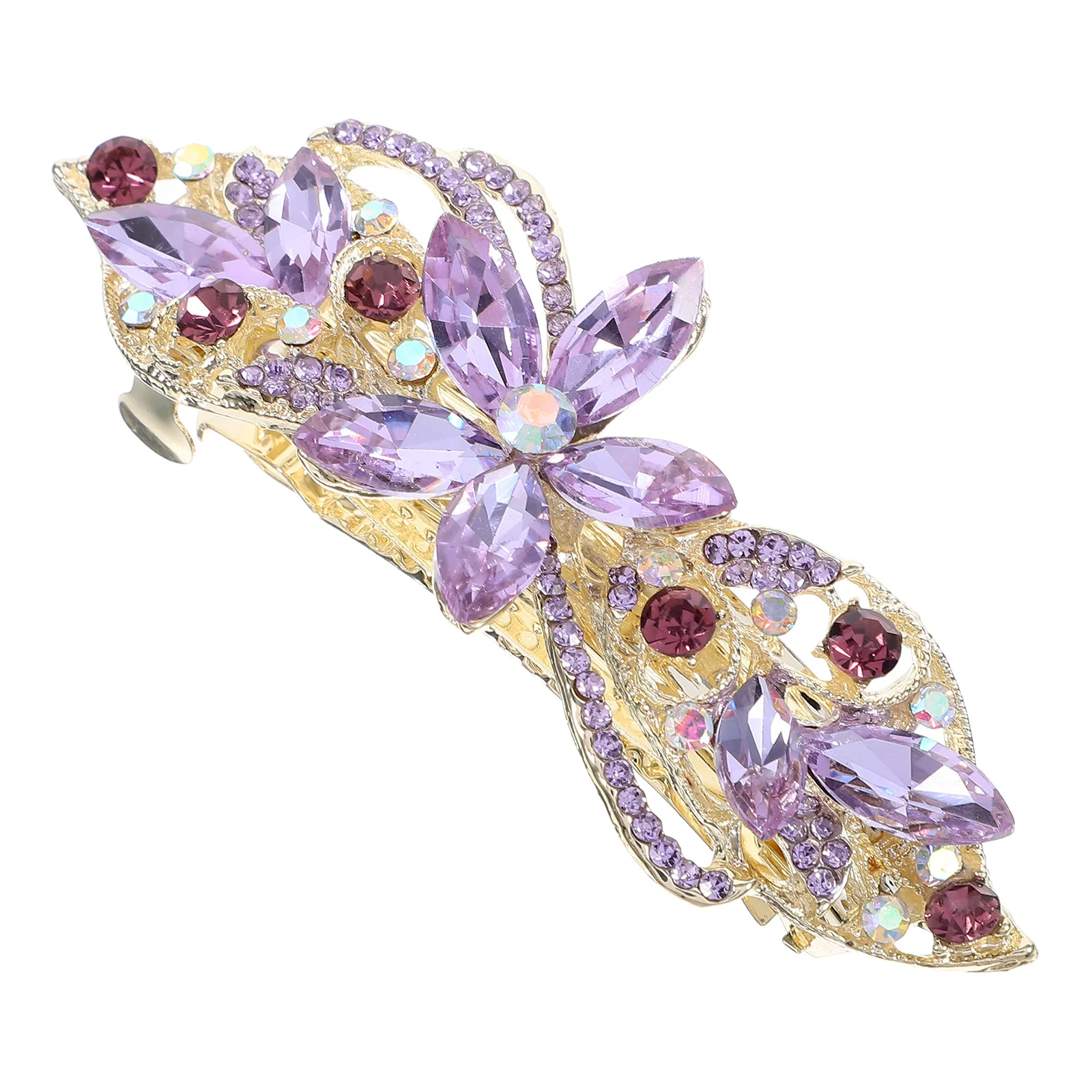 

Waterfall Rhinestone Flower Hair Clip Metal Spring Barrette For Women Bling Hair Accessories Bridal Wedding Formal