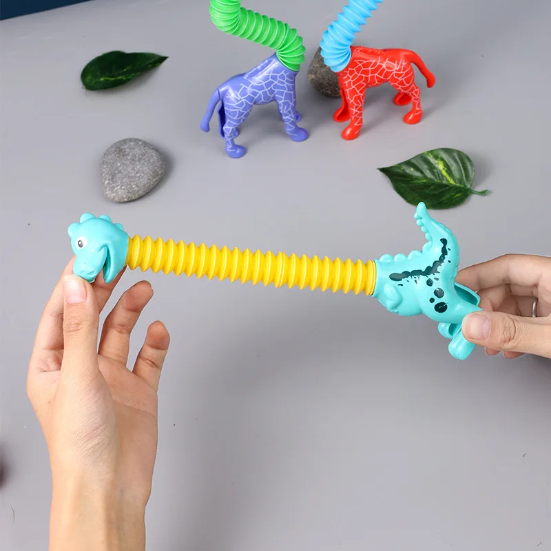 Kawaii Pop Tube Giraffe Anti-stress Toys Push It Bubble Balls Decompression Pipe Vent Fidget Toys for Kids Toddler Adults Gifts