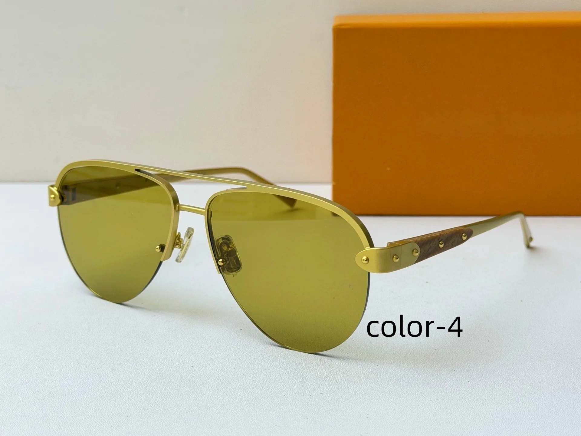 Men Semi‑Rimless Teardrop Sunglasses, Luxury‑Style Double‑Bridge Metal Frame Fashion Driving Daily Sun Glasses