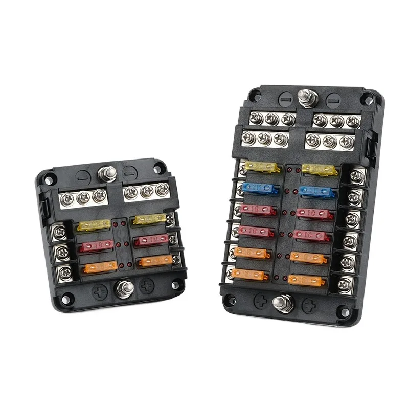 Multi-way fuse box 6-way sink line row modified auto parts 12-way car fuse holder multi-in and multi-out