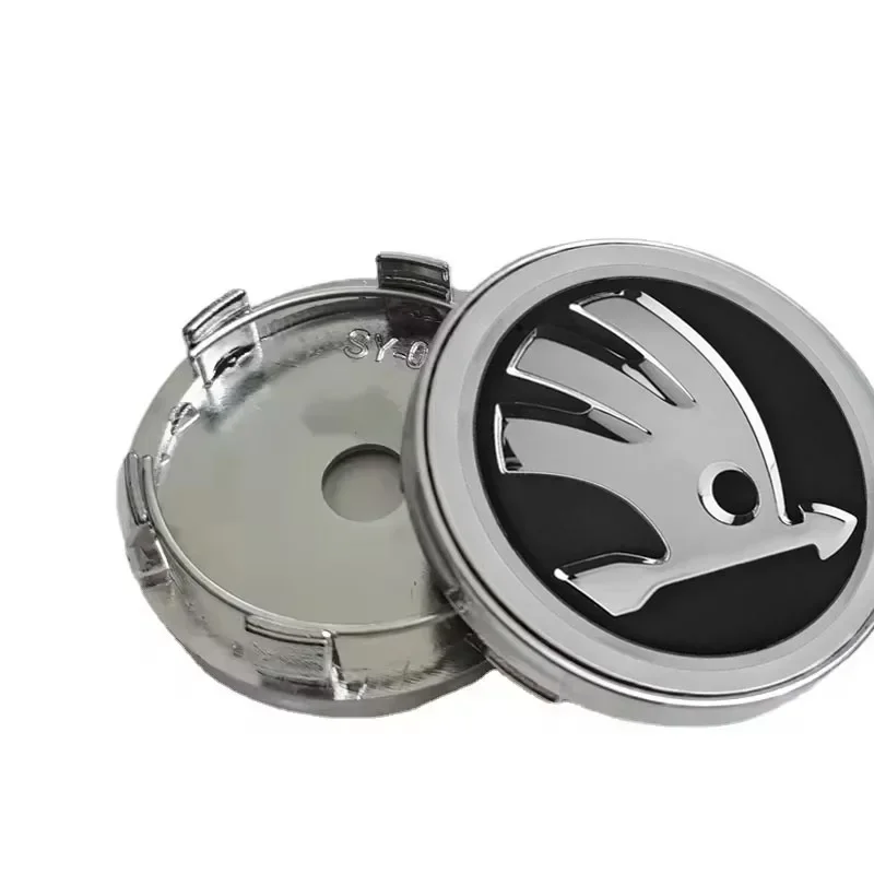 60MM Car Accessories 4-point Round Metal Wheel Hub Center Caps For Skoda Use