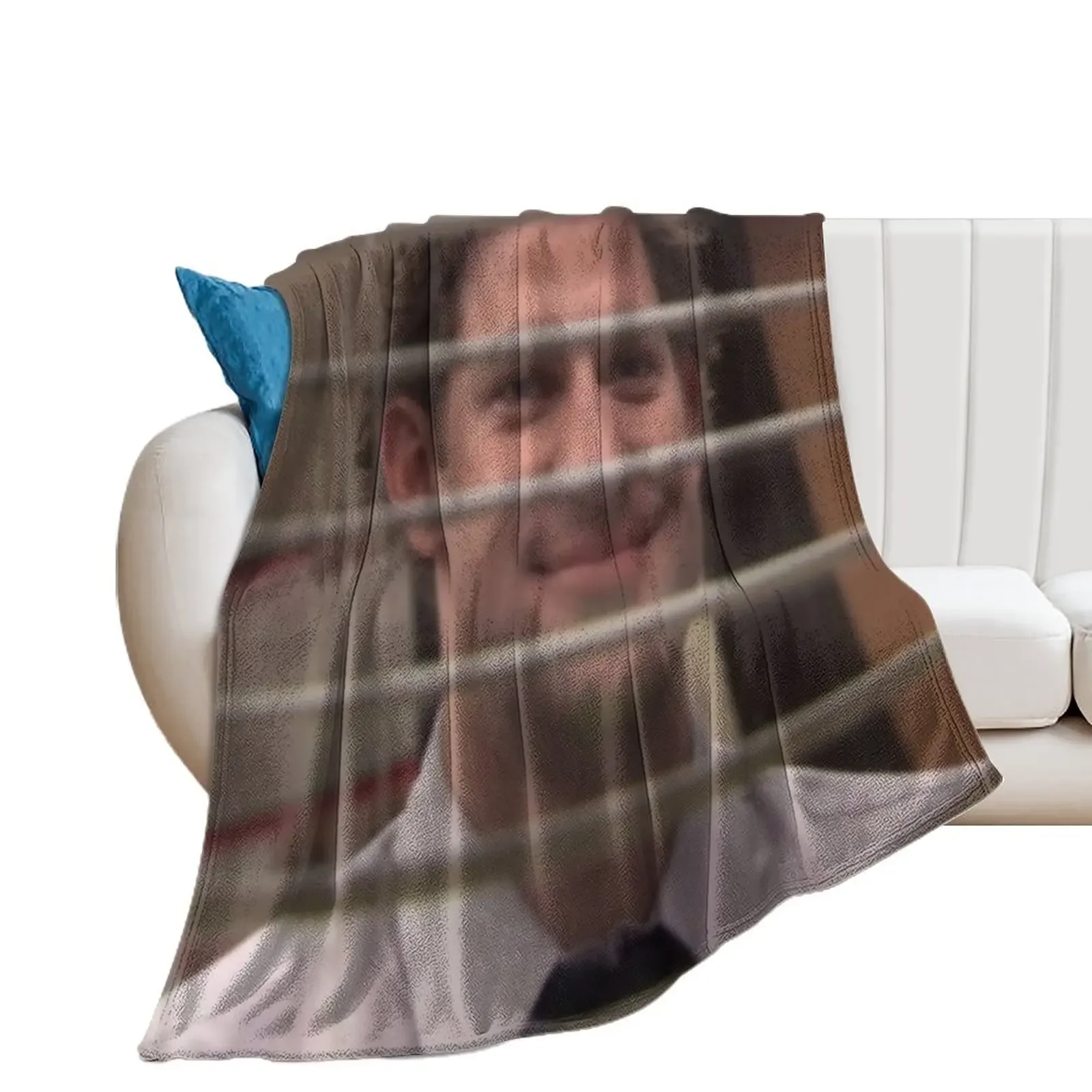 Jim Halpert Looking Through the window - The Office Throw Blanket Decoratives Soft Plush Plaid Blankets