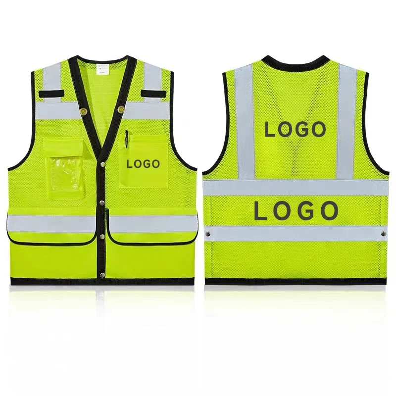 High Visibility Reflective Safety Vest Personalized Customization Large Pockets Breathable Mesh Construction Worker Safety Vest