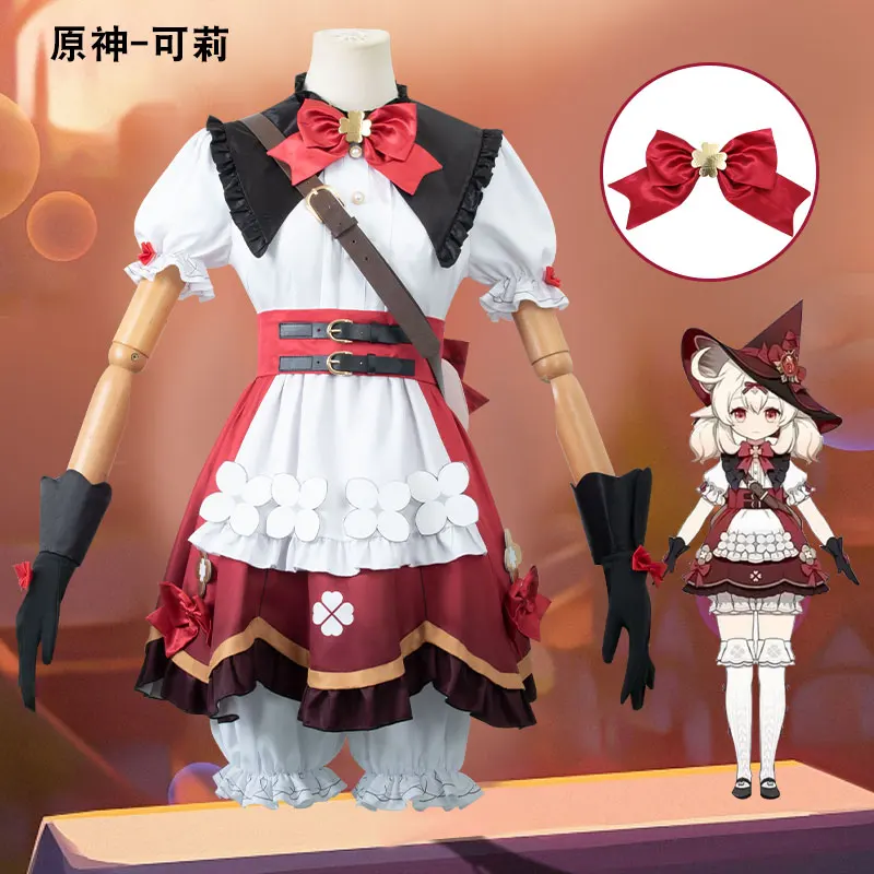 Klee-Disfraz de Genshin Impact para mujer y niña, vestido de Halloween, disfraz de Cosplay