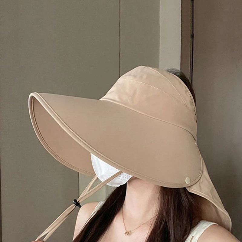 Sun Hat Large Brim Summer Cover Full Face Empty Top Hat Cycling Outdoor Climbing Sun Hat