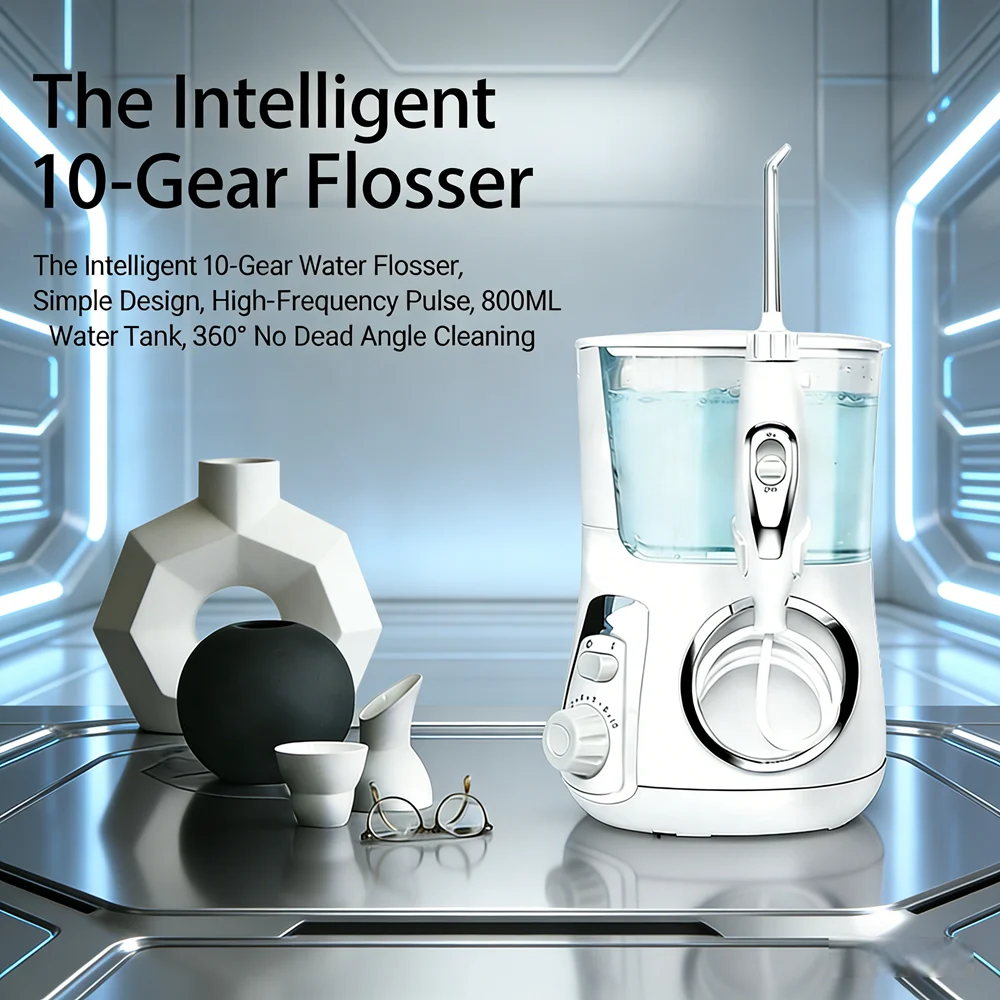 

Electric Oral Irrigator Countertop Water Flosser 10 Modes 800ML Dental Teeth Cleaner Deep Cleaning for Home Oral Care