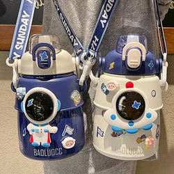 Schattige Astronaut Kinderen Isolatie Cup 316 Roestvrij Staal Stro Thermos Waterfles Voor Schooljongens Meisje Outdoor Grote Buikbeker