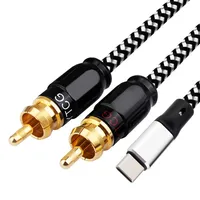 Audio Cable USB C To RCA Type-C To 2RCA Splitter Speaker Cables For Sumsung Huawei Xiaomi Laptops Home Theater TV 1m 2m 3m