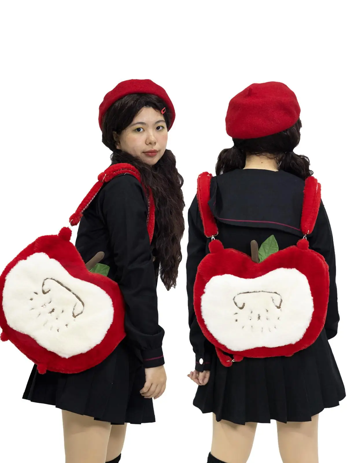 New Autumn / Winter Red Apple Shaped Design Backpack With Large Capacity And Multifunctional Student Fashion Backpack For Women