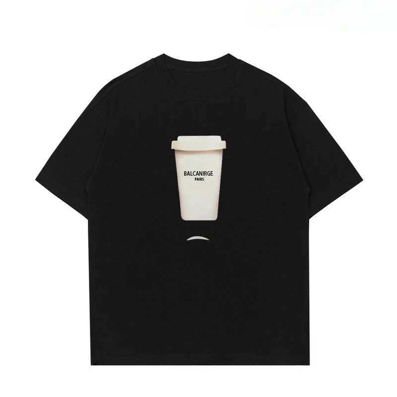 Coffee Teacup Paris Classic T-Shirt da uomo e da donna OS Basic Summer T Shirt Versatile girocollo coppia marea manica corta