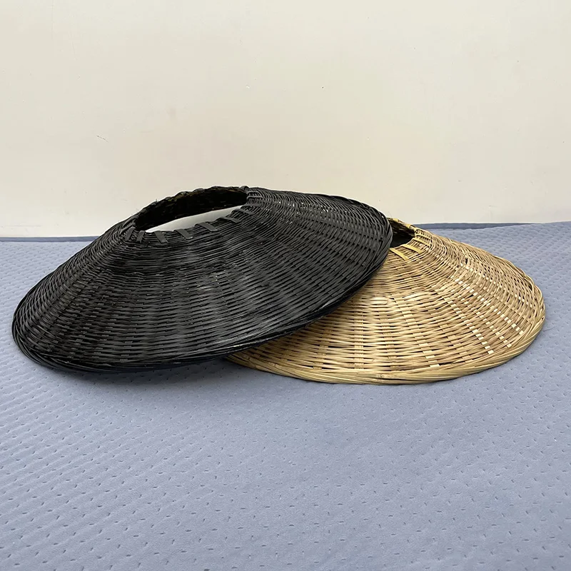 Handcrafted Bamboo Woven Martial Arts Traditional Chinese Style round Hat for Dance Performance And Photography Props