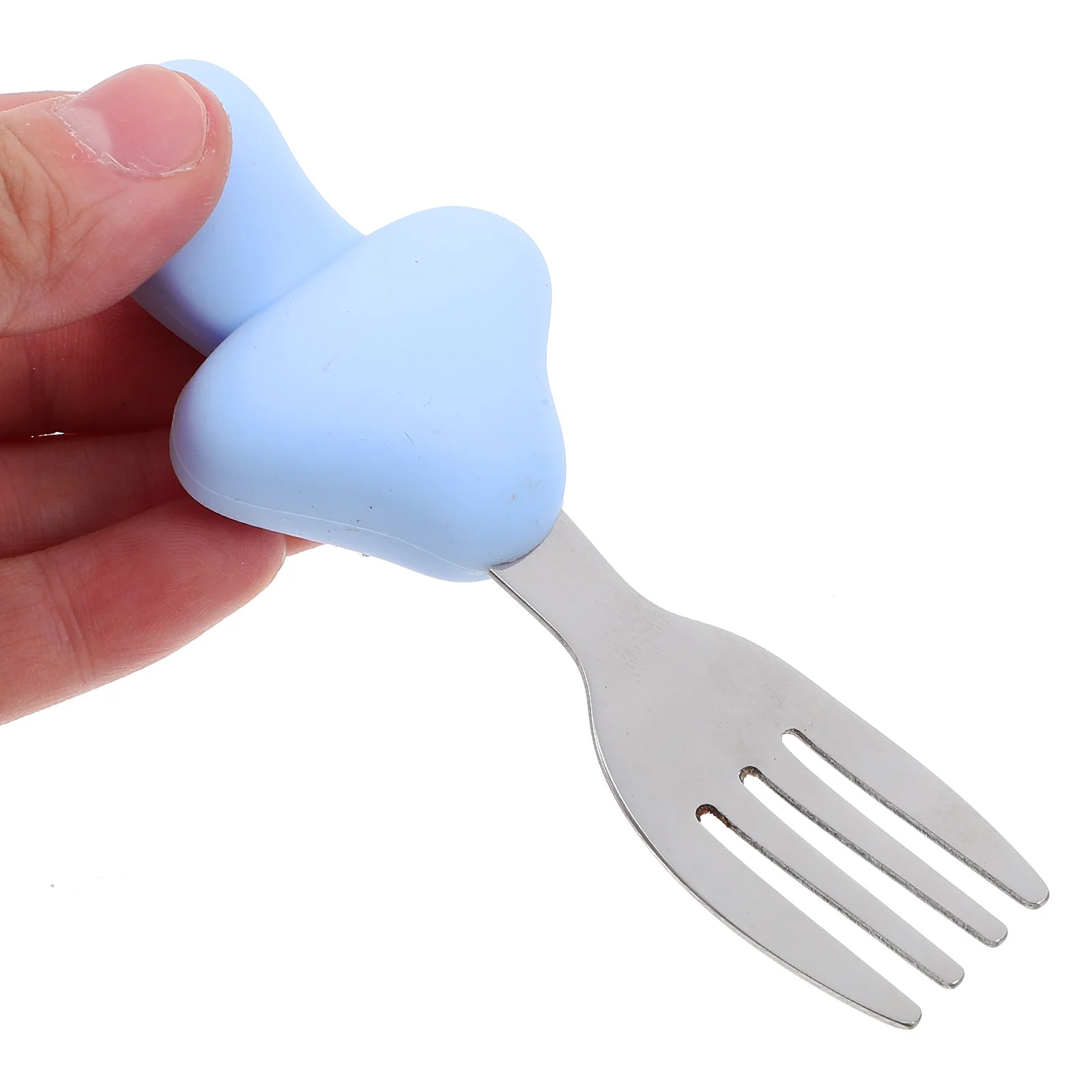 

1 Set Stainless Steel Spoon Fork Set For Toddlers Silicone Ergonomic Handle Baby Eating Utensils Training Spoon Fork Kit Infant