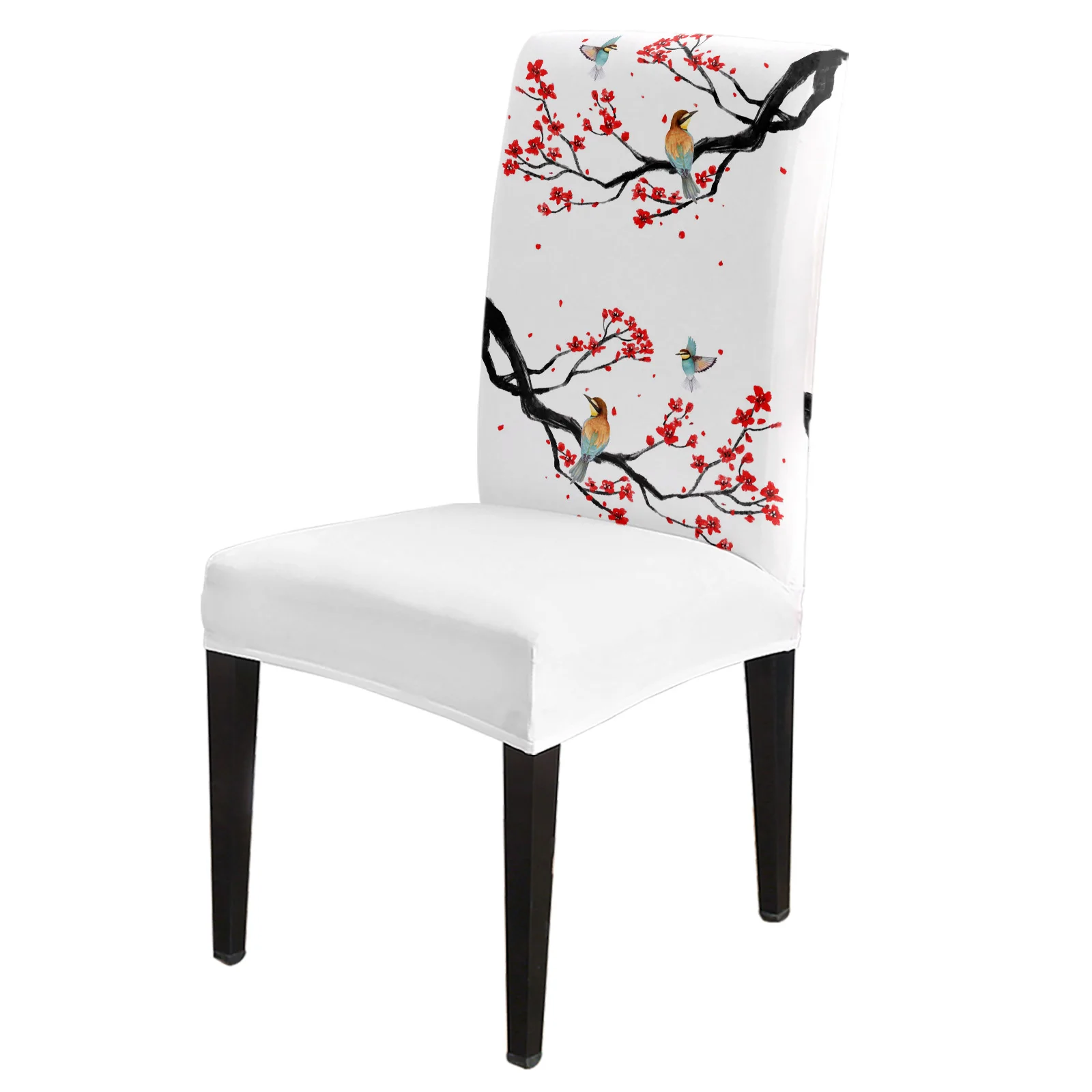 

Chinese Style Flower Bird Dining Chair Cover 4/6/8PCS Spandex Elastic Chair Slipcover Case for Wedding Hotel Banquet Dining Room