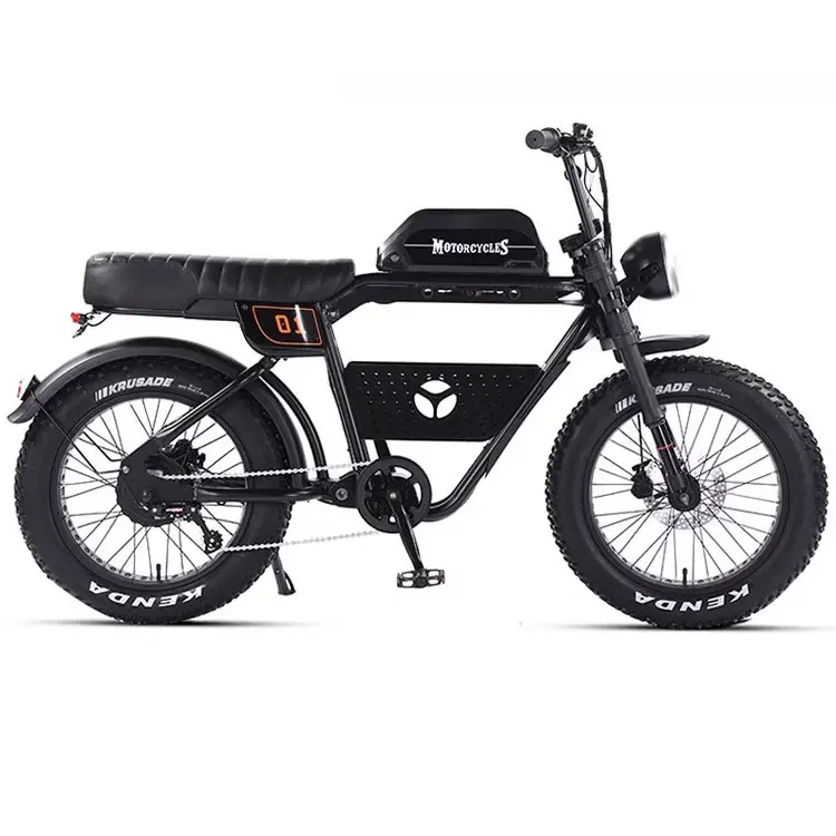 20-Inch Aluminum Alloy Electric Bicycle with Pedal Assistance Retro Chain Snow Fat Tire 48V E-BIKE with Tube Lithium Battery